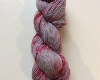 Scarlet and Grey- Worsted weight yarn - 100% superwash merino hand dyed