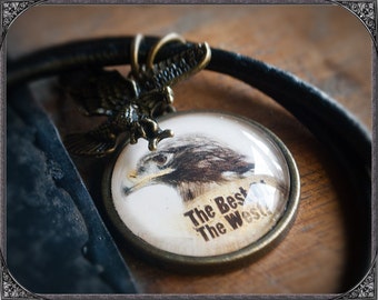 Western/Country Cabochon Necklace Eagle with text