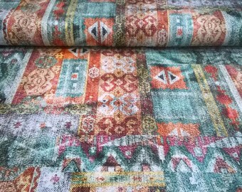 Viscose jersey fabric, jersey abstract pattern, boho jersey, fabric by yard / half yard, european fabric