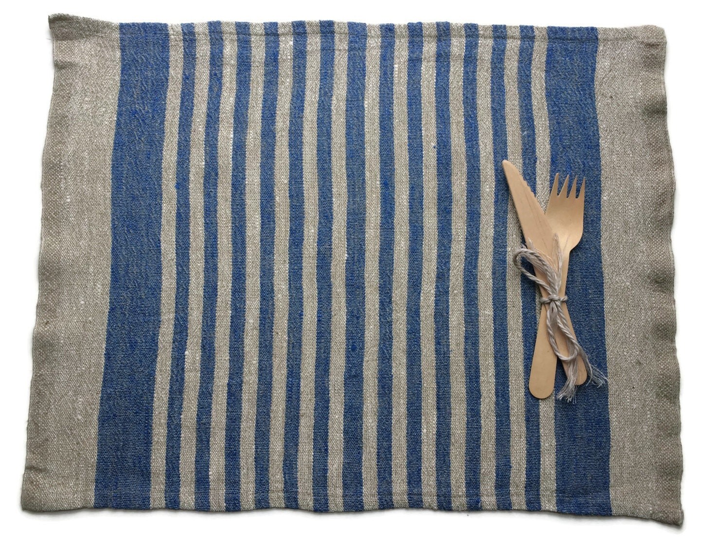 Rustic Placemats Blue Striped Placemats Linen Placemats