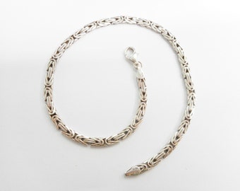 Sterling Anklet, Byzantine Chain, Byzantine Anklet, Ankle Bracelet, Byzantine Bracelet, Vintage Anklet, 10.5" #2485