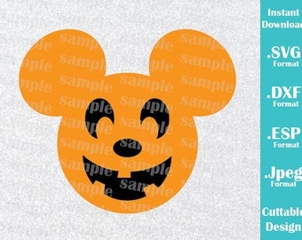 INSTANT DOWNLOAD SVG Disney Inspired Halloween Pumpkin Mickey Ears Halloween Cutting Machines Svg, Esp, Dxf, Jpeg Format Cricut Silhouette