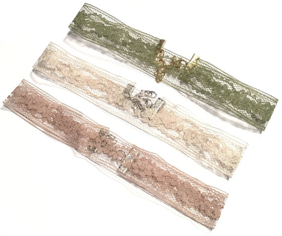 Choker | Taupe lace | Floral design | Nude | Olive Leaf Green | Beige | Taupe | Black | Necklace | TORI