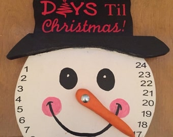 Snowman, countdown, calendar, solid wood, advent, hanging, wall display