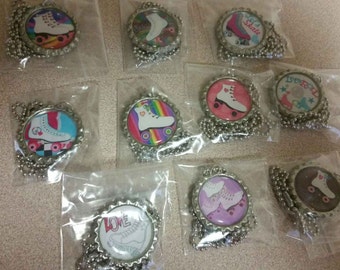 roller skates super cute bottlecap necklace party favors for loot bag lot of 10