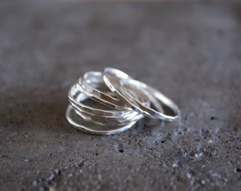 Silver Hammered Stacking Ring. Stacking Ring. Sterling Silver
