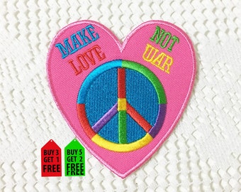 Patch Thermocollant "Make Love Not War" Finally Home - Motif Fleur Hippie Peace, à Repasser Ou Coudre - Pour Vêtements, Sacs, Déco - 8