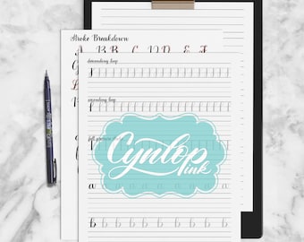 Brush Calligraphy Workbook, Brush lettering workbook, Calligraphy, Calligraphy Worksheet, Learn Brush Lettering, Tombow Brush Pen