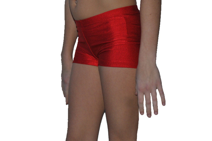 Girls Red Dance Shorts Cheer Shorts Youth Gymnastics Shorts