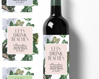 bachelorette label/ bachelorette stickers/ beach party label/ beach wedding label/ wine stickers/ wine labels/ custom wine labels/ weddings