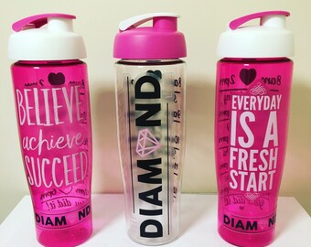The Diamond Life Water Bottle, Water Tracking Bottle, Gym Bottle, Motivational Water Bottle, Sports Bottle, Water Intake Tracker.