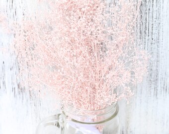 Blush Pink Real Dried Baby breath, Dried Flowers Bunches,Drued Blush Pink Gypsophila