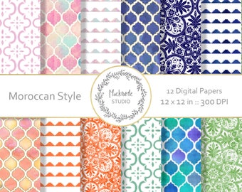 Moroccan digital paper - Moroccan Chic clipart - Scrapbook paper, Moroccan Digital Paper, Moroccan Pattern Digital Paper, Commercial use