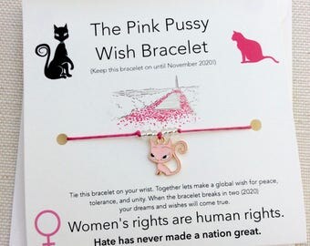 Womens Rights Pink Pussy Bracelet, Anti Trump, Womens March on Washington, Pink Pussyhat Project, Pink Pussy Cat, Pink Pussy Wish Bracelet,