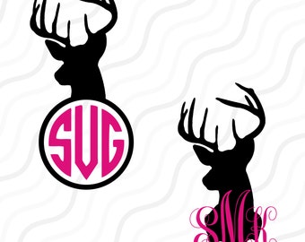 Deer Monogram SVG, Deer Head SVG, Deer Clipart, Deer SVG Cut table Design,svg,dxf,png Use With Silhouette Studio & Cricut_Instant Download
