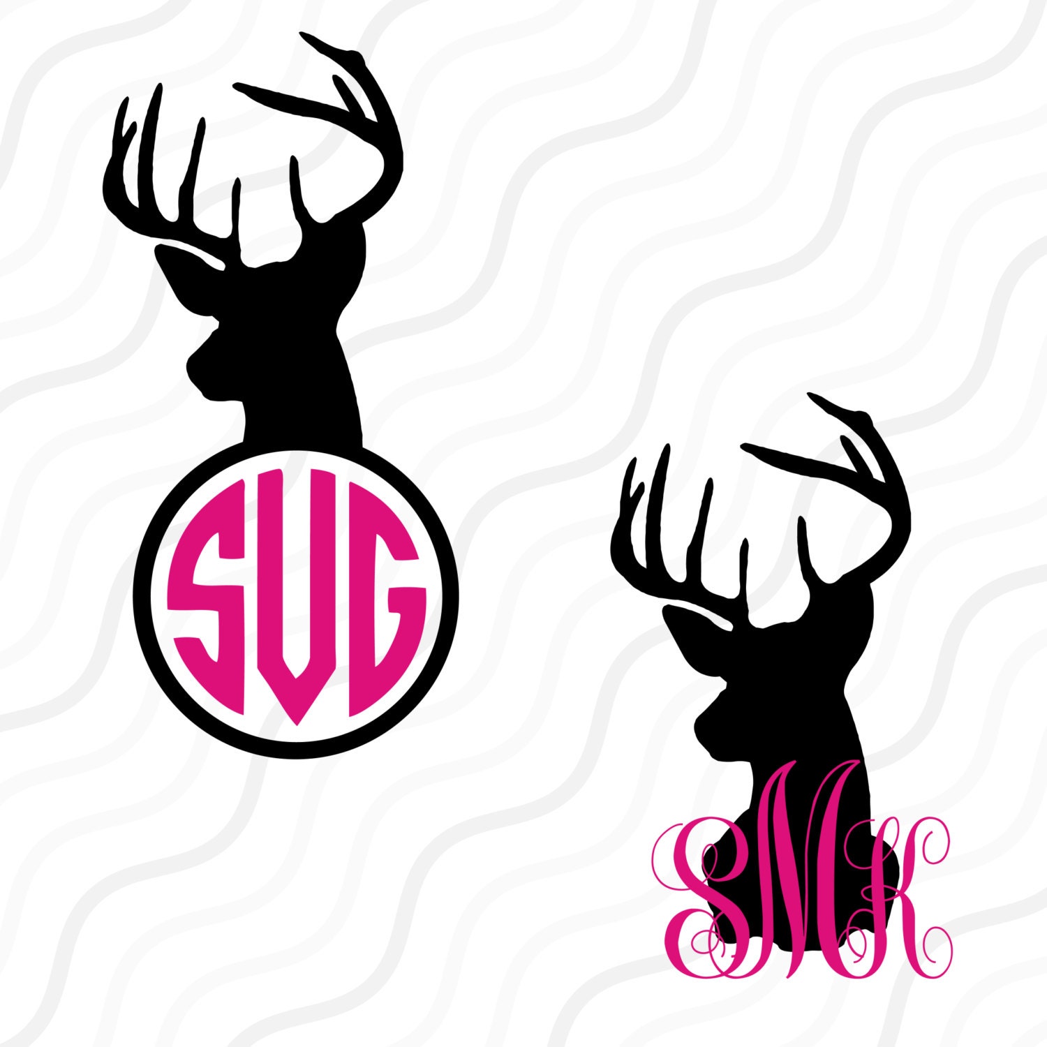 Download Deer Monogram SVG, Deer Head SVG, Christmas Deer SVG Cut ...