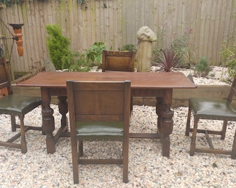 Large antique oak farmhouse refectory table and dining chair set chair set 19C Jacobean style BARGAIN reduced to sell
