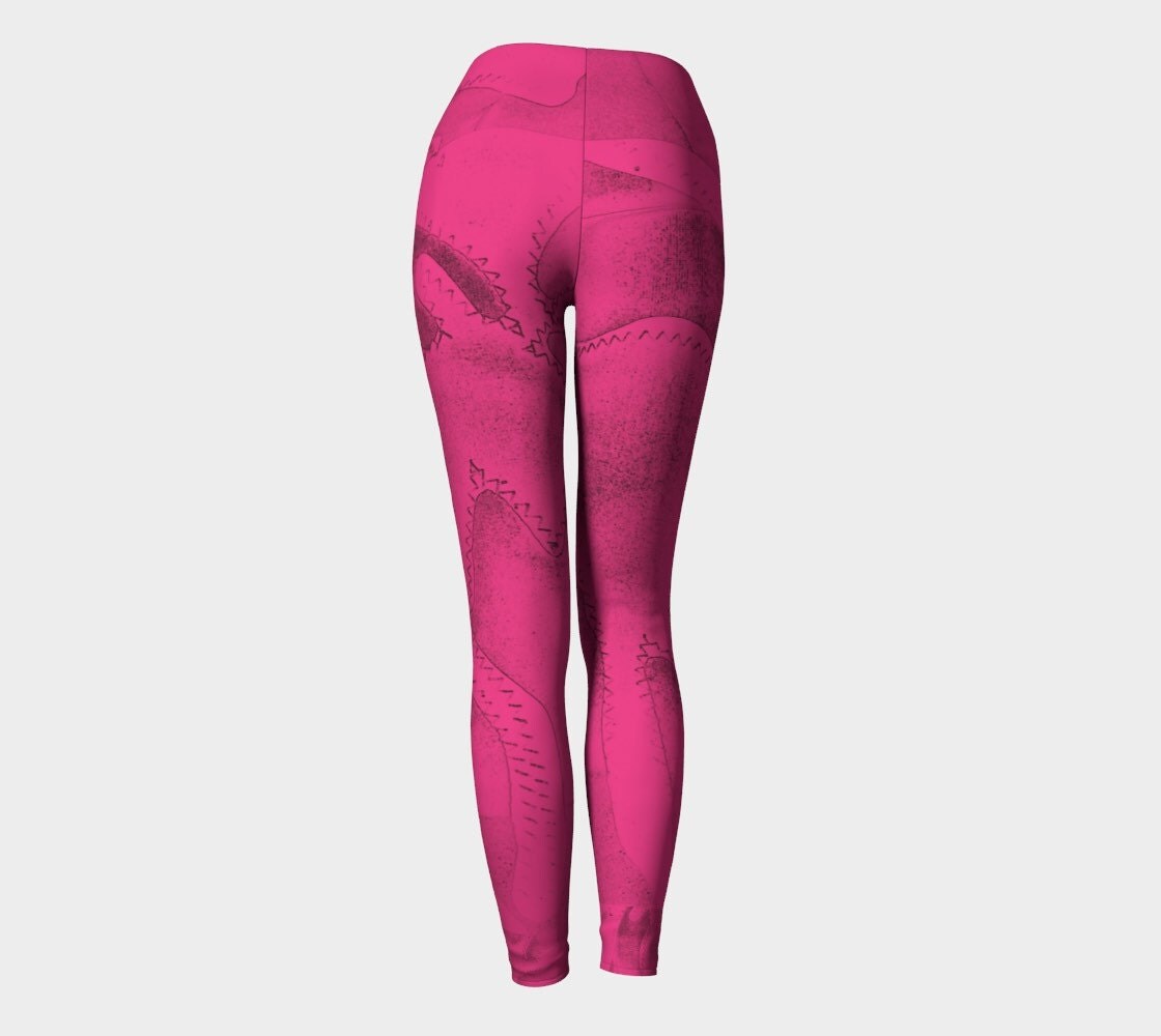 MOOSE BERRY: Yoga Workout Pants High Waisted Fold Down Pink