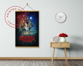 STRANGER THINGS Poster on Fabric, Rob Morgan, Dacre Montgomery, Winona Ryder, Eleven, Pull down Poster, Print on Fabric, Poster Hanger