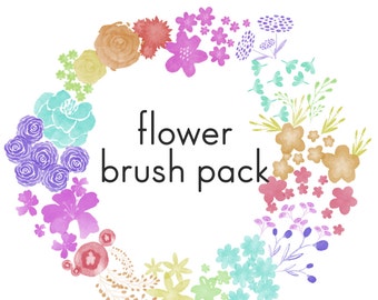 Floral PROCREATE Brush Set-Flower Brushes-Digital DOWNLOAD-iPad Procreate App Digital Download-Watercolor Florals-Brush Pack-Flowers