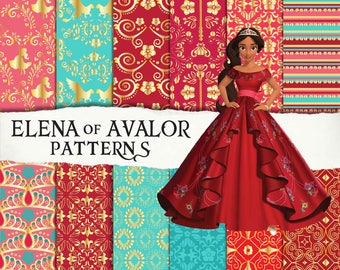 12 Elena of Avalor patterns, clipart, sheets, seamless, scrapbooking, digital paper, invitation, birthday party background