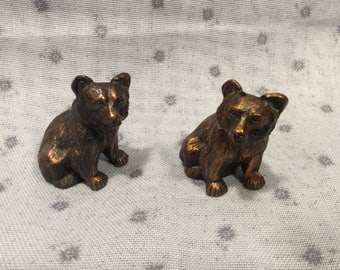 Bear salt and pepper shakers, copper, vintage, collectible