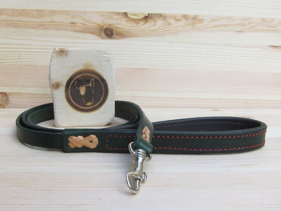 Leather Dog Leash, Green Dog Leash, 4 Foot Leash, Simple Dog Leash, Strong Dog Lead, Walking Dog Leash, Soft Dog Lead, Comfort Grip Dog Lead