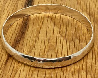 Chunky Silver Bangle, Solid Silver Bangle, Thick bangle, 8mm wide bangle, Silver domed bangle, D Wire bangle, silver bangle, big bangle