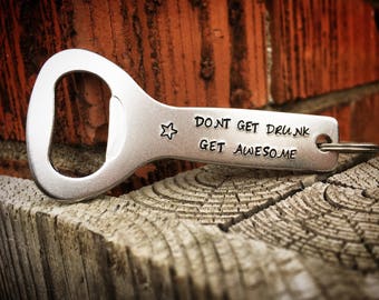 Hand Stamped Custom Bottle Opener Keychain