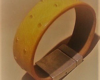 Genuine handcrafted ostrich leather bracelet