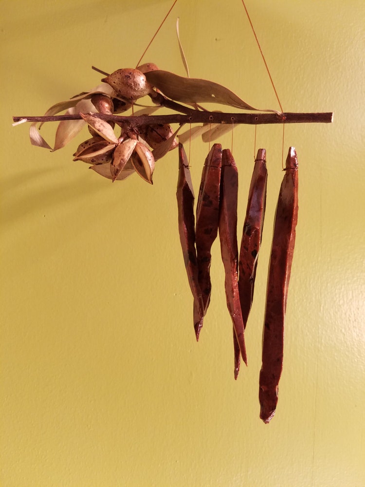 Volcanic Obsidian Wind Chime With Hakea By Obsidianwindchimes