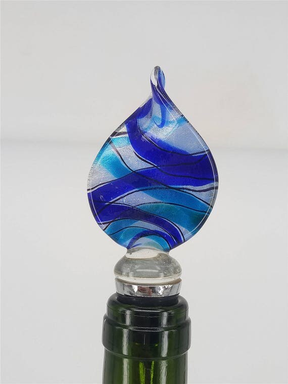 Unique Wine stopper Glass bottle stopper Silver Leaf with