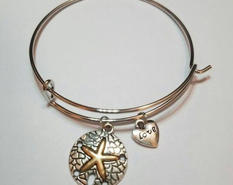 Alex and Kendra - Sand Dollar Charm Bangle Bracelet