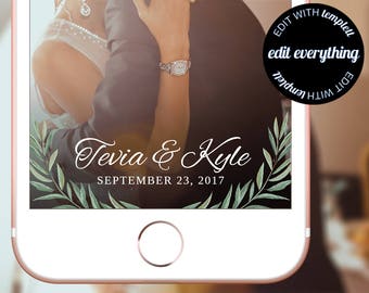 Wedding Snapchat Geofilter - Custom Geofilter - Leaves Snapchat Filter - Wedding Geofilter - Custom Snapchat Geofilter - Snapchat Wedding