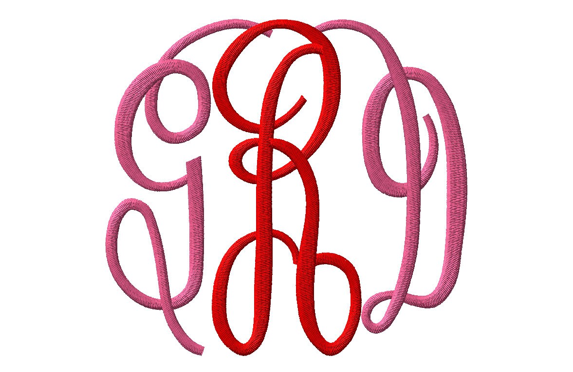 Large Fancy Master Circle Monogram Font 3 Sizes Embroidery