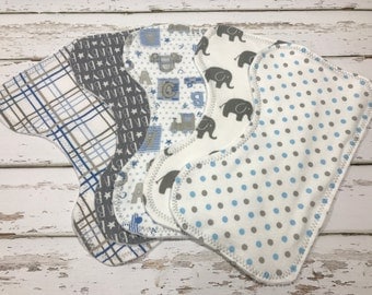 boys Burp cloth organic Boy Burp cloth elephant baby shower grey burp cloth elephant burp cloth Baby boy shower gift blue burp cloths