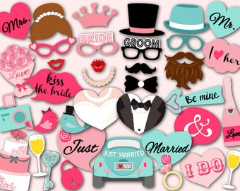 Printable Wedding Party Photo Booth Props, Wedding Photobooth Props, Instant Download Wedding Photo Booth Props, Wedding Party Props 0024