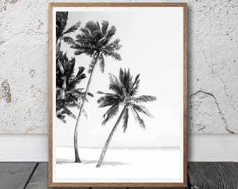 Palm Tree Print - Palm Beach Wall Art, Digital Download, Black And White Photo, Holiday Decor, Minimalist Art, Beach Print, Hawaii Print