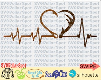 Hook and Antler SVG - Hook and Antler Heartbeat Svg - Fishing SVG - Hunting SVG - Silhouette File - Cut File