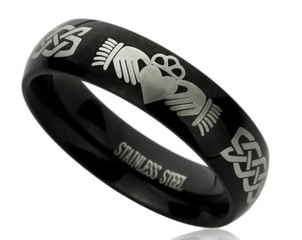 promise ring stainless steel wedding band ring men women unisex 6mm celtic claddagh with celtic knott - Mens Claddagh Wedding Ring promise ring stainless steel wedding band ring men women unisex 6mm celtic claddagh with celtic knott - Mens Claddagh Wedding Ring