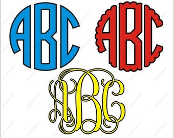 monogram svg, circle monogram svg, vine monogram svg, scalloped circle monogram svg, monogram svg bundle design Print Mug Shirt Decal