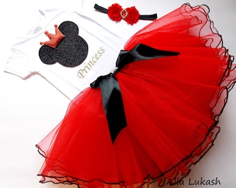 red MINNIE MOUSE dress,Minnie Mouse,First Birthday Outfit, Minnie Mouse Birthday Outfit Tutu Dress, Minnie Mouse Ears, Red Minnie Mouse Tutu