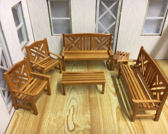 1:12 Scale Dolls House Miniature Outdoor Furniture Set-6pcs