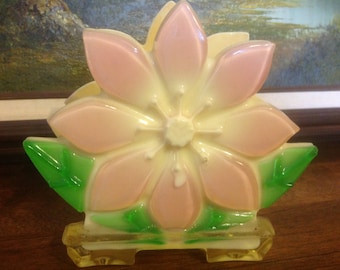 Vintage Lucite Flower Napkin Holder / Letter Holder