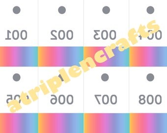 Live Sale Mirrored Numbers, Rainbow (with holes to hang on clothing hangers) - 200 numbers - Digital Download