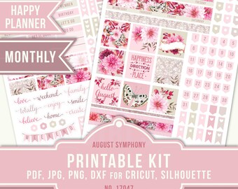 Create 365 Planner, August Planner Sticker, Happy Planner Sticker, August Monthly, Printable Sticker Kit, MAMBI Planner Sticker, 17047