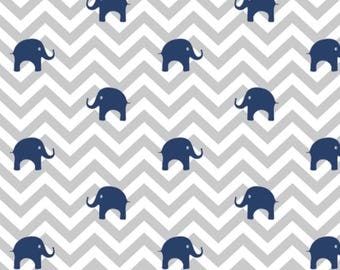 Baby Elephants Navy & Gray Chevron Baby Blanket, Baby Boy Blanket, Baby Minky Blanket, Blue Baby Blanket, Gray Baby Blanket, Toddler Blanket