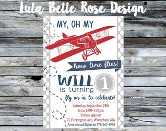 Airplane Birthday Invitation Airplane Invitation Time Flies Birthday Invitation First Birthday 1st Birthday Boy Birthday Invitation