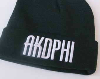 Trendy Warm Chunky Soft Stretch Comfort Black Basic Beanie - alpha Kappa Delta Phi