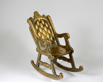 Vintage 1950's Brass Miniature Rocking Chair
